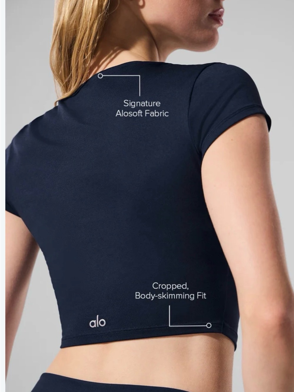 ALO Yoga Black Cropped Alosoft Tee